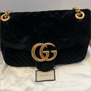 Authentic Gucci Marmont Velvet Bag in Black
